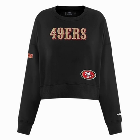 NFL SAN FRANCISCO 49ERS GAME DAY CLASSICS WOMEN'S DOUBLE KNIT CREWNECK (BLACK)