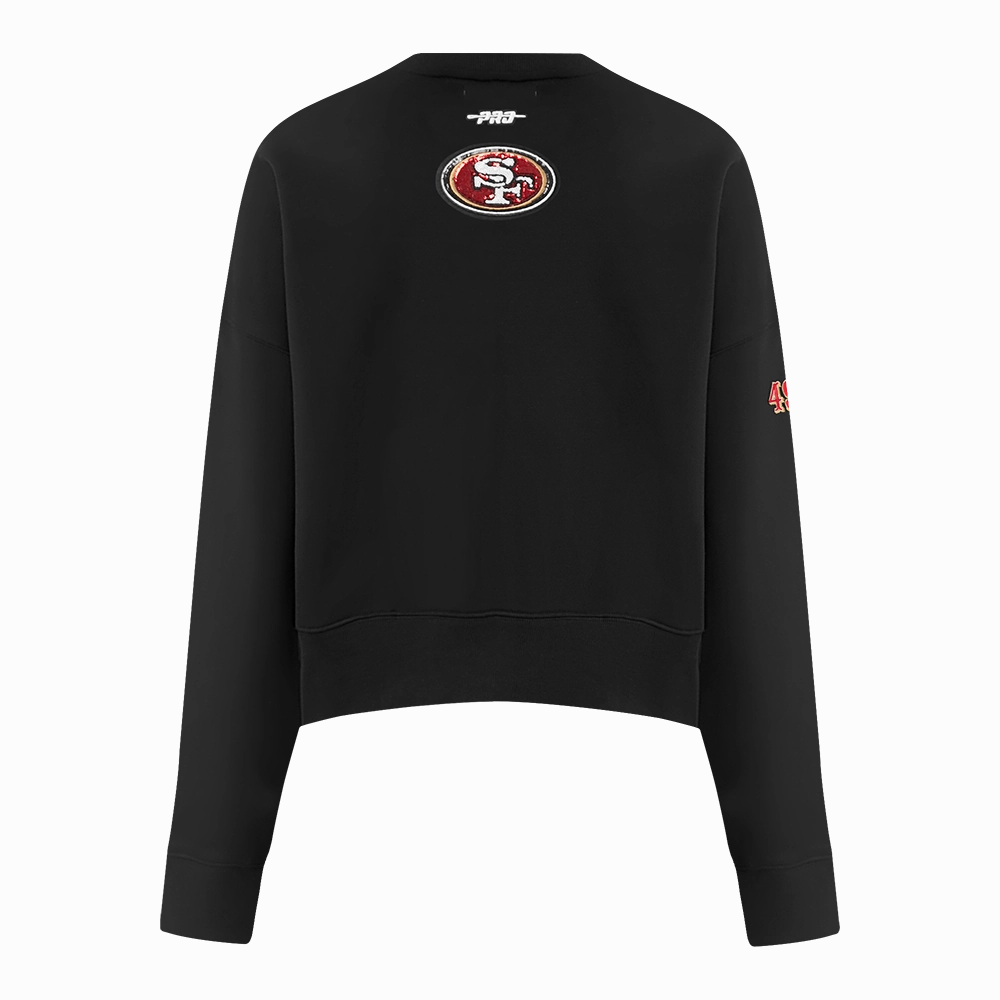 NFL SAN FRANCISCO 49ERS GAME DAY CLASSICS WOMEN'S DOUBLE KNIT CREWNECK (BLACK)