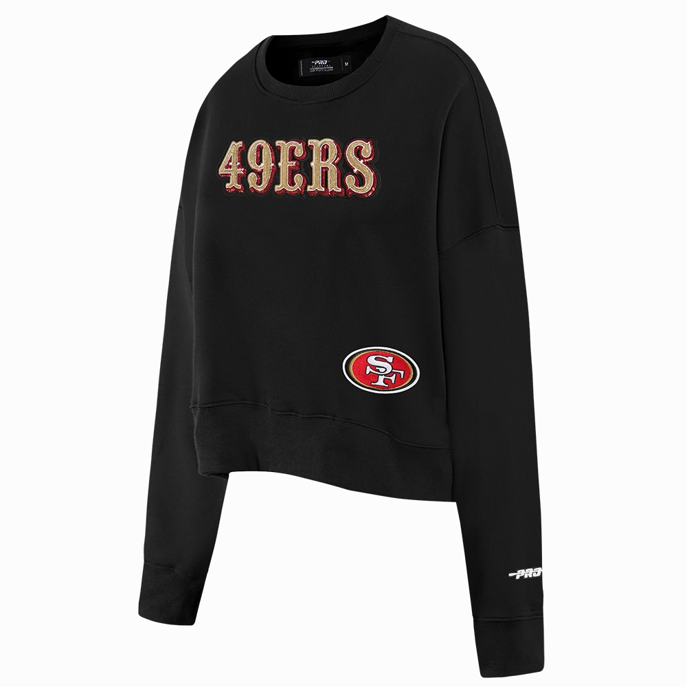 NFL SAN FRANCISCO 49ERS GAME DAY CLASSICS WOMEN'S DOUBLE KNIT CREWNECK (BLACK)