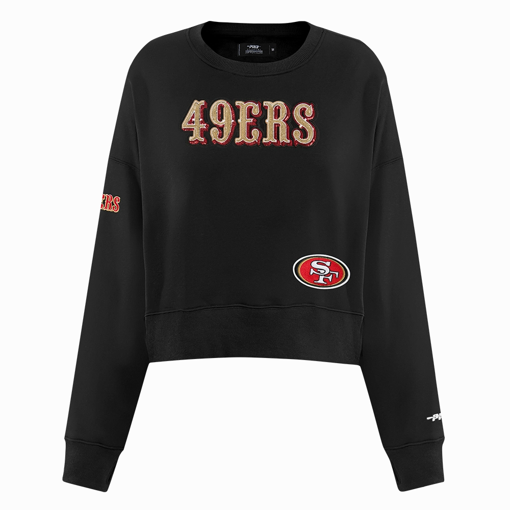 NFL SAN FRANCISCO 49ERS GAME DAY CLASSICS WOMEN'S DOUBLE KNIT CREWNECK (BLACK)