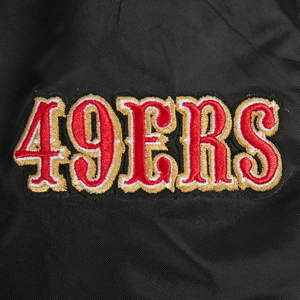 NFL SAN FRANCISCO 49ERS GAME DAY CLASSICS WOMEN'S SATIN JACKET (BLACK)