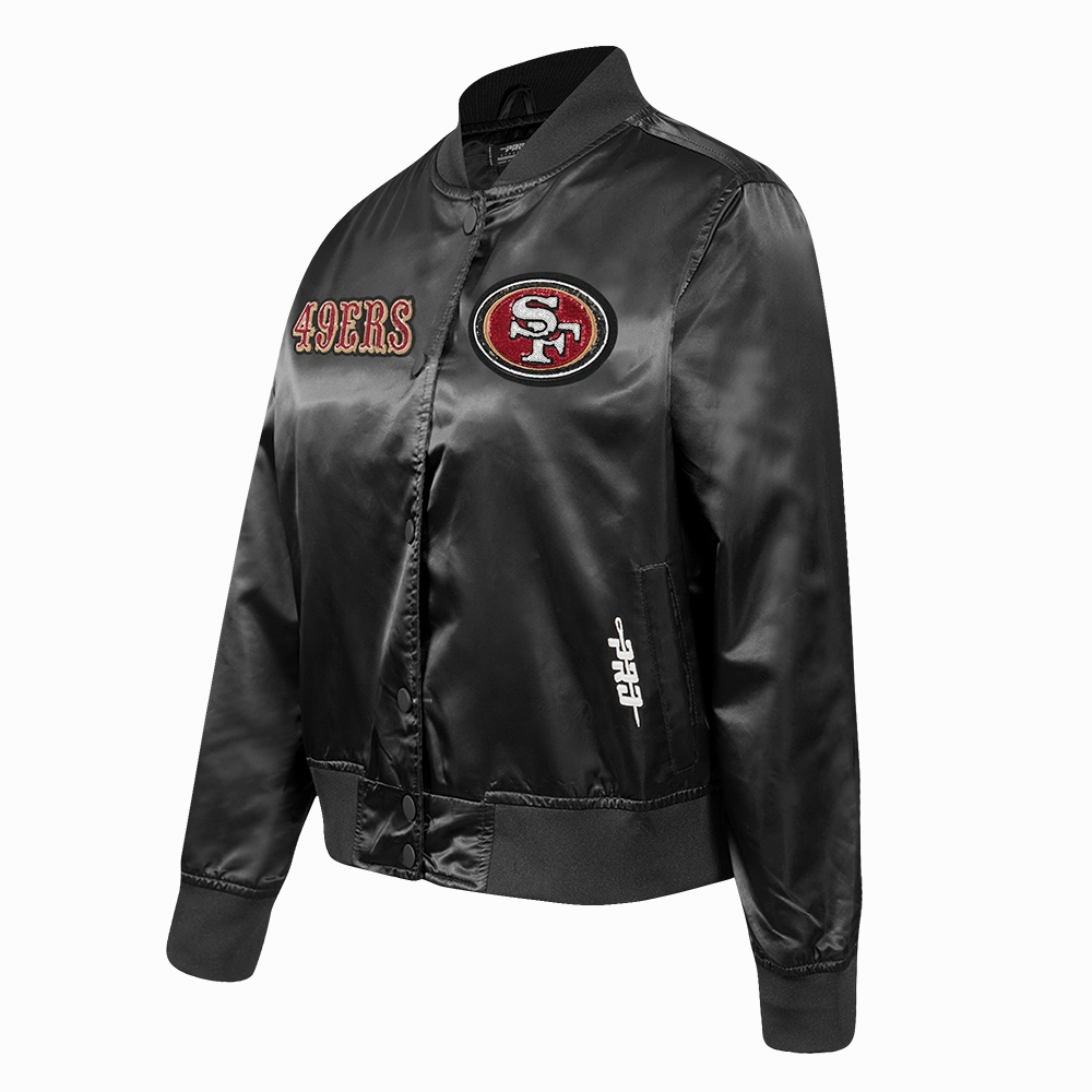 NFL SAN FRANCISCO 49ERS GAME DAY CLASSICS WOMEN'S SATIN JACKET (BLACK)