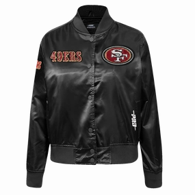 NFL SAN FRANCISCO 49ERS GAME DAY CLASSICS WOMEN'S SATIN JACKET (BLACK)