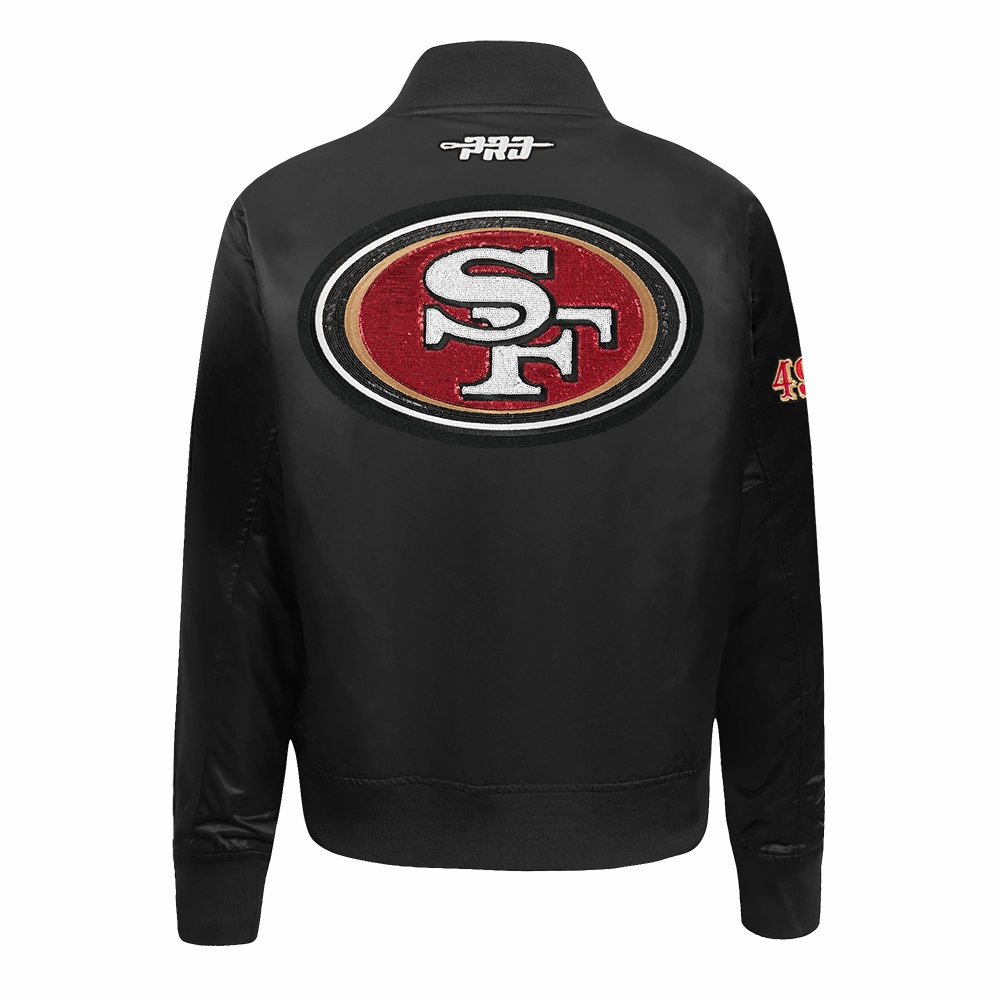NFL SAN FRANCISCO 49ERS GAME DAY CLASSICS WOMEN'S SATIN JACKET (BLACK)