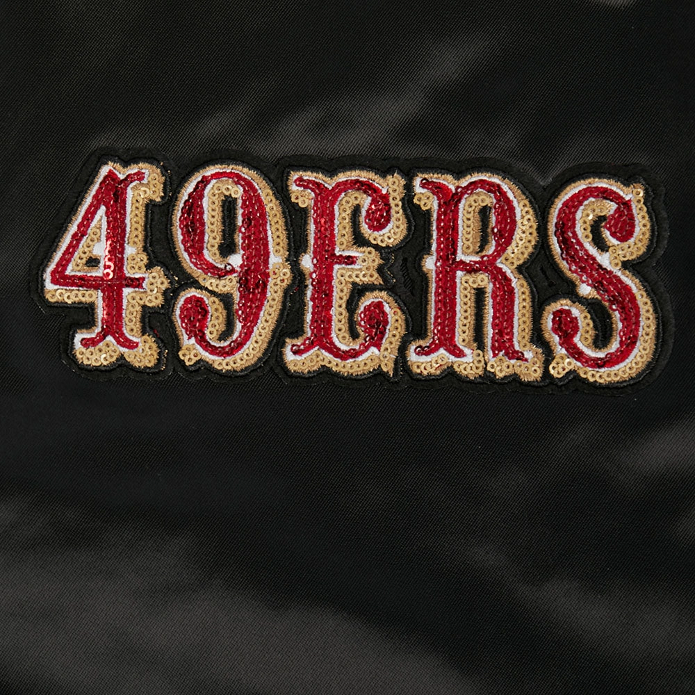 NFL SAN FRANCISCO 49ERS GAME DAY CLASSICS WOMEN'S SATIN JACKET (BLACK)