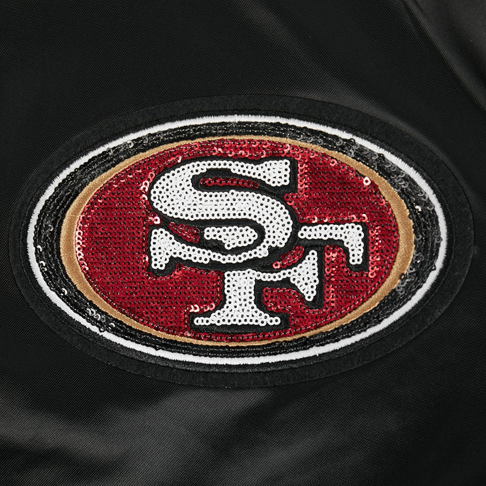 NFL SAN FRANCISCO 49ERS GAME DAY CLASSICS WOMEN'S SATIN JACKET (BLACK)