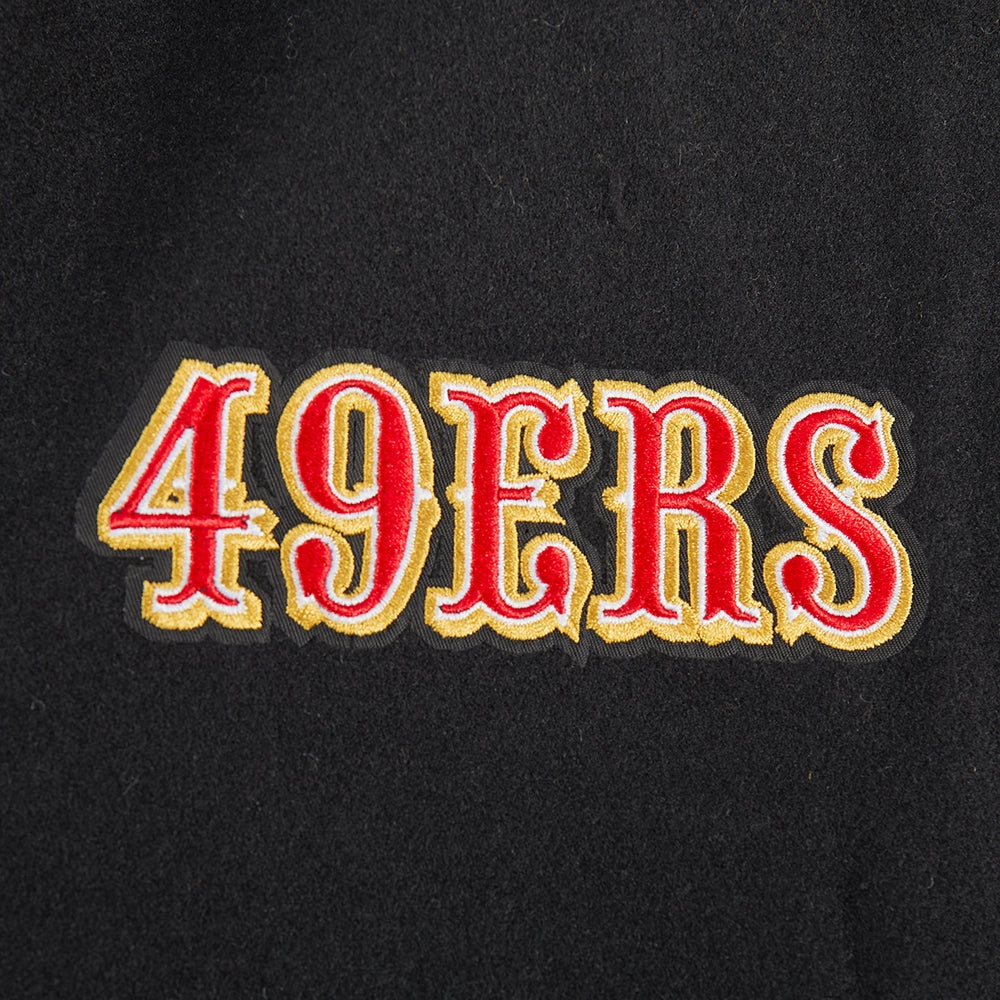 NFL SAN FRANCISCO 49ERS GAME DAY CLASSICS WOMEN'S WOOL VARSITY JACKET (BLACK/WHITE)