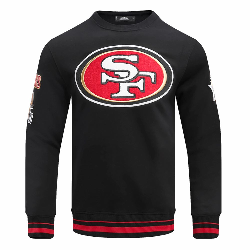 NFL SAN FRANCISCO 49ERS MASHUP MEN'S RIB CREWNECK (BLACK/RED/BLACK)