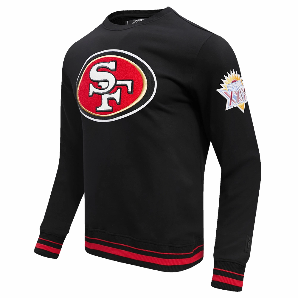 NFL SAN FRANCISCO 49ERS MASHUP MEN'S RIB CREWNECK (BLACK/RED/BLACK)