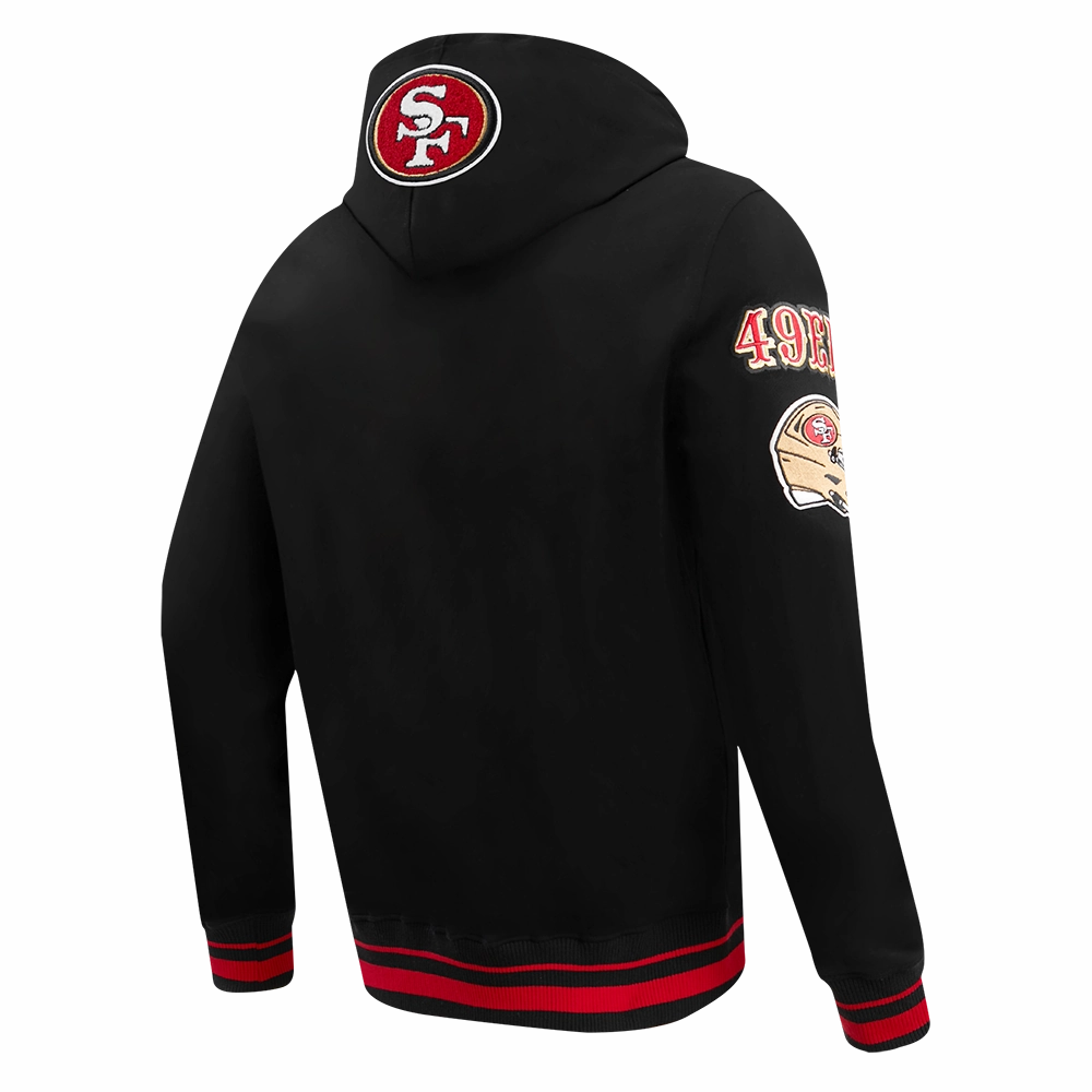 NFL SAN FRANCISCO 49ERS MASHUP MEN'S RIB PULLOVER HOODIE (BLACK/RED/BLACK)