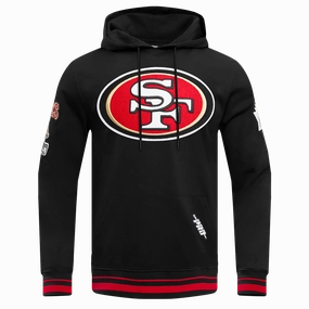 NFL SAN FRANCISCO 49ERS MASHUP MEN'S RIB PULLOVER HOODIE (BLACK/RED/BLACK)
