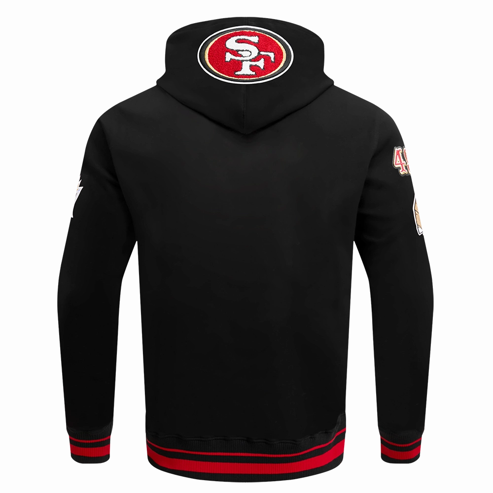 NFL SAN FRANCISCO 49ERS MASHUP MEN'S RIB PULLOVER HOODIE (BLACK/RED/BLACK)