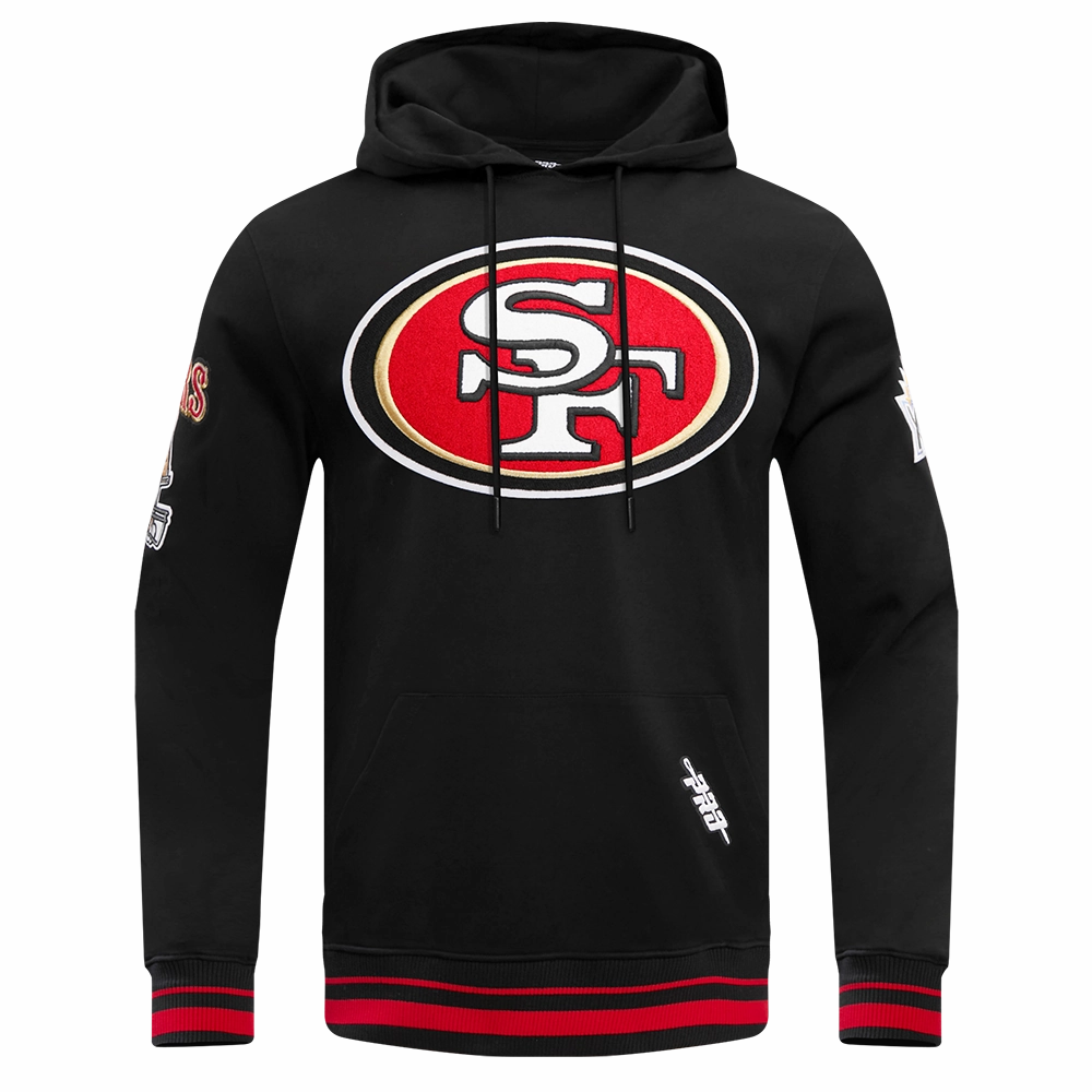 NFL SAN FRANCISCO 49ERS MASHUP MEN'S RIB PULLOVER HOODIE (BLACK/RED/BLACK)