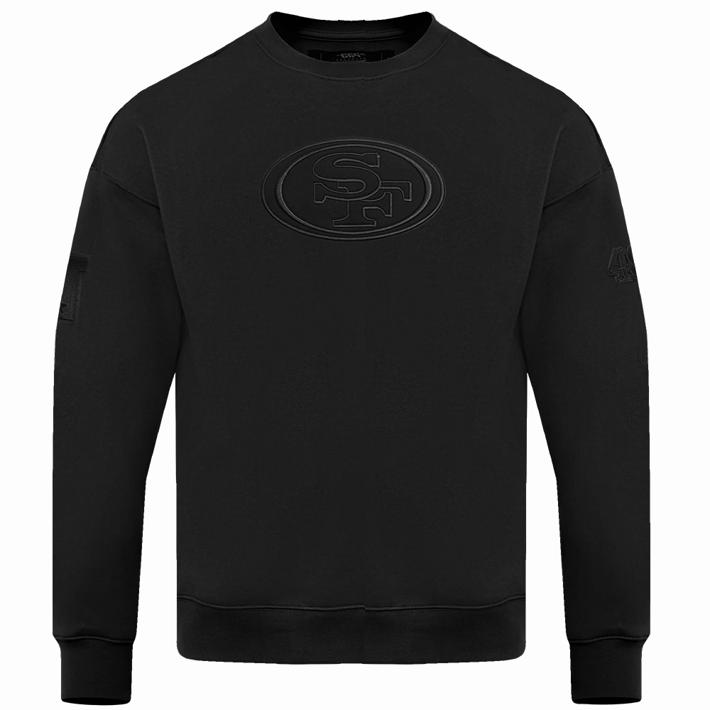 NFL SAN FRANCISCO 49ERS NEUTRAL DROP  SHOULDER FLEECE CREWNECK (BLACK)