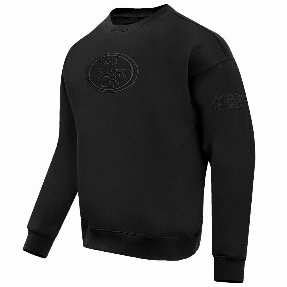 NFL SAN FRANCISCO 49ERS NEUTRAL DROP  SHOULDER FLEECE CREWNECK (BLACK)