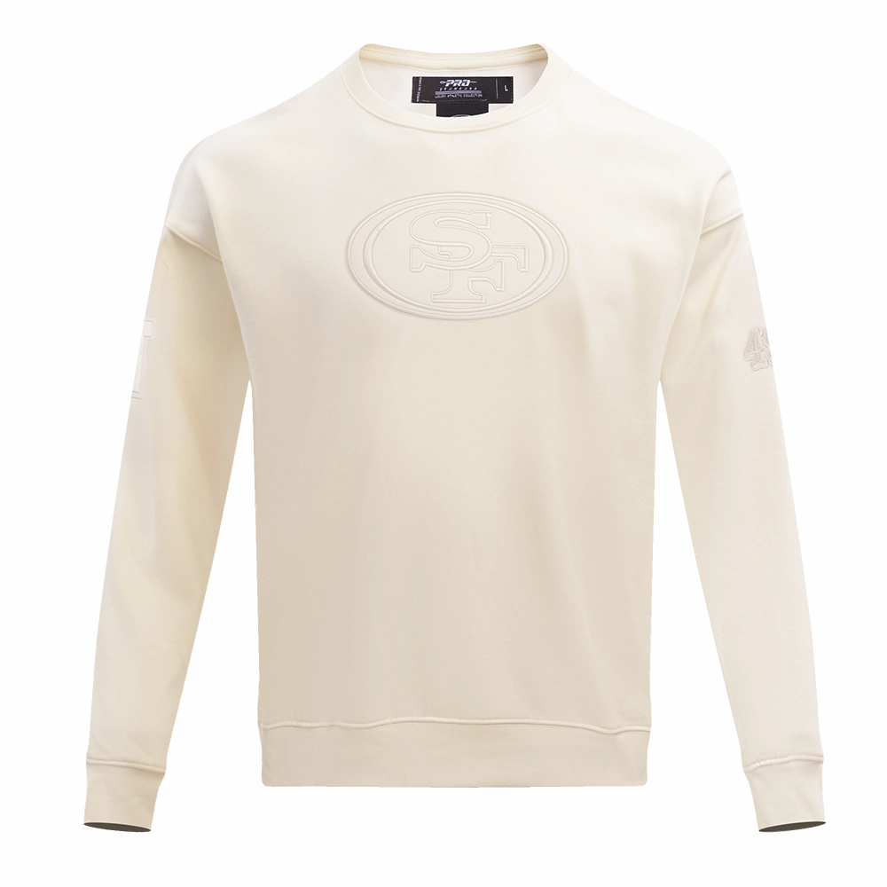 NFL SAN FRANCISCO 49ERS NEUTRAL DROP  SHOULDER FLEECE CREWNECK (EGGSHELL)