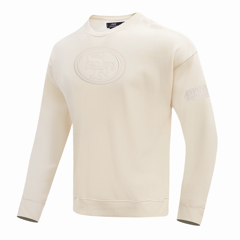 NFL SAN FRANCISCO 49ERS NEUTRAL DROP  SHOULDER FLEECE CREWNECK (EGGSHELL)