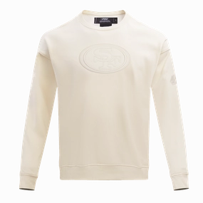 NFL SAN FRANCISCO 49ERS NEUTRAL DROP  SHOULDER FLEECE CREWNECK (EGGSHELL)