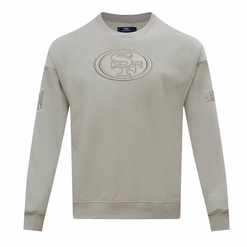 NFL SAN FRANCISCO 49ERS NEUTRAL DROP  SHOULDER FLEECE CREWNECK (TAUPE)