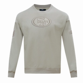 NFL SAN FRANCISCO 49ERS NEUTRAL DROP  SHOULDER FLEECE CREWNECK (TAUPE)