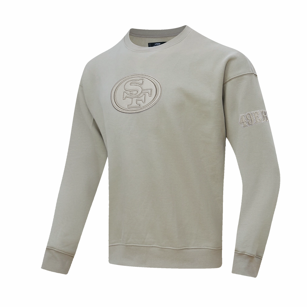 NFL SAN FRANCISCO 49ERS NEUTRAL DROP  SHOULDER FLEECE CREWNECK (TAUPE)