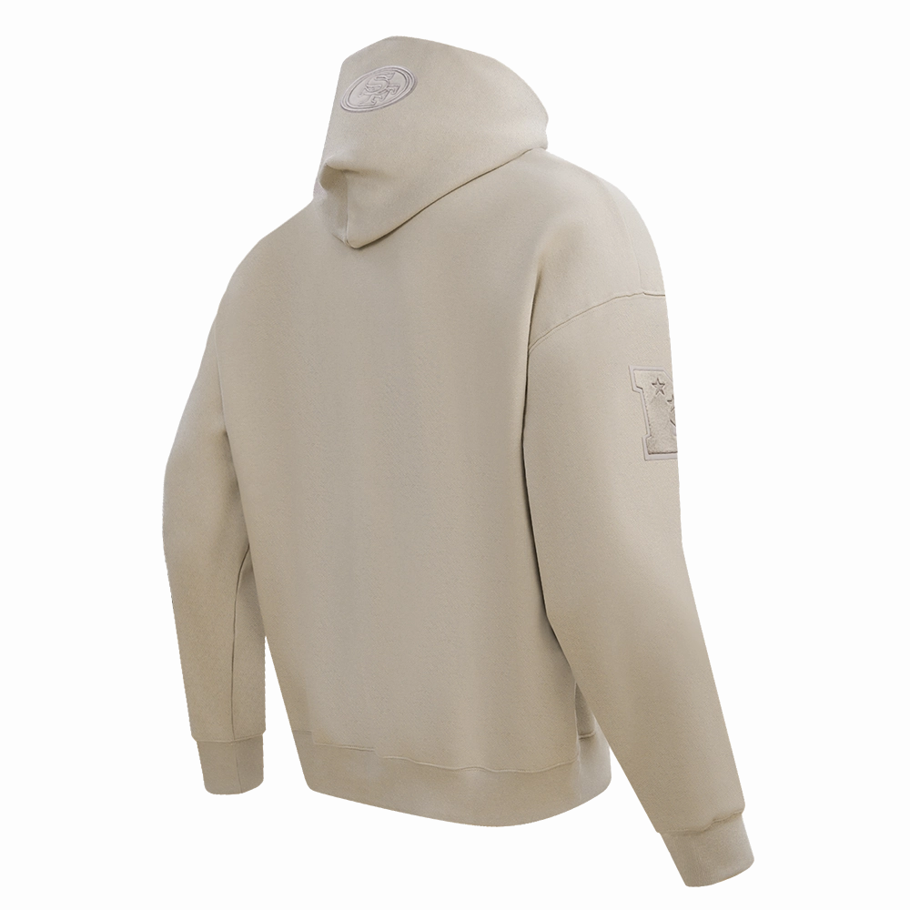 NFL SAN FRANCISCO 49ERS NEUTRAL DROP SHOULDER FLEECE PULLOVER HOODIE (TAUPE)