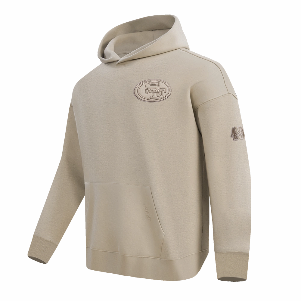 NFL SAN FRANCISCO 49ERS NEUTRAL DROP SHOULDER FLEECE PULLOVER HOODIE (TAUPE)