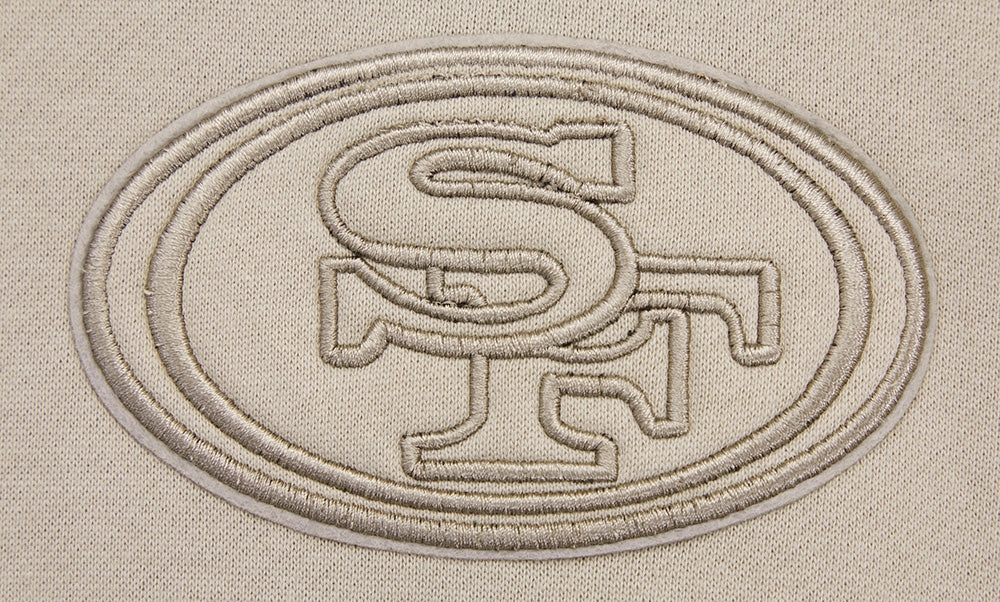 NFL SAN FRANCISCO 49ERS NEUTRAL DROP SHOULDER FLEECE PULLOVER HOODIE (TAUPE)