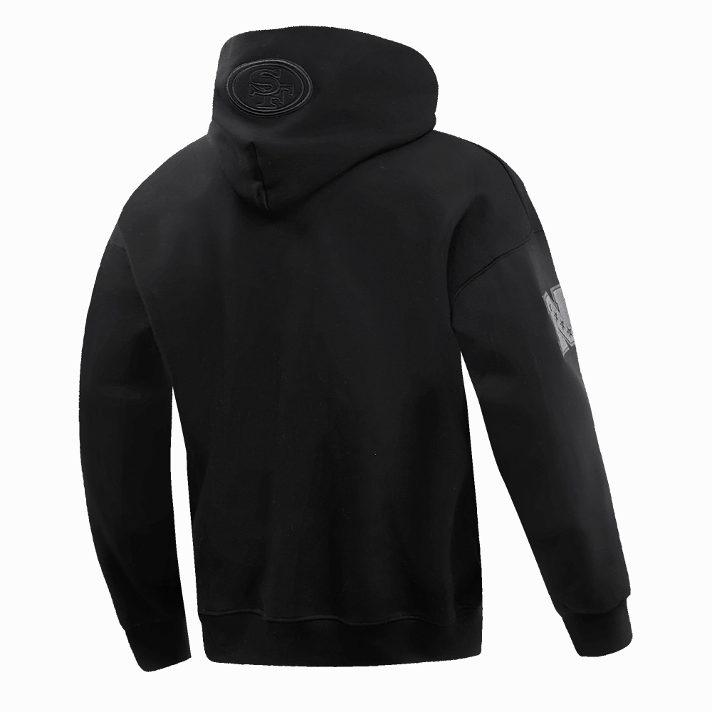 NFL SAN FRANCISCO 49ERS NEUTRAL DROP SHOULDER MEN'S PULLOVER HOODIE (BLACK)
