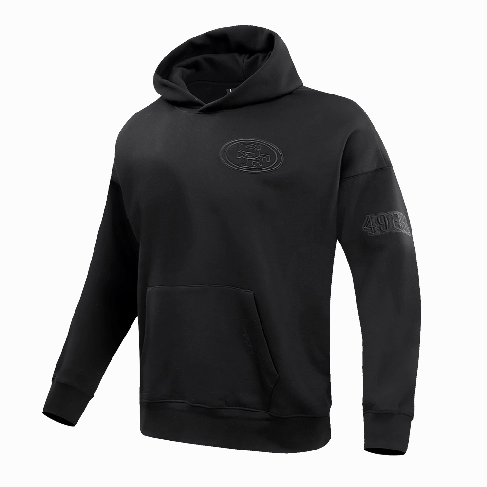 NFL SAN FRANCISCO 49ERS NEUTRAL DROP SHOULDER MEN'S PULLOVER HOODIE (BLACK)
