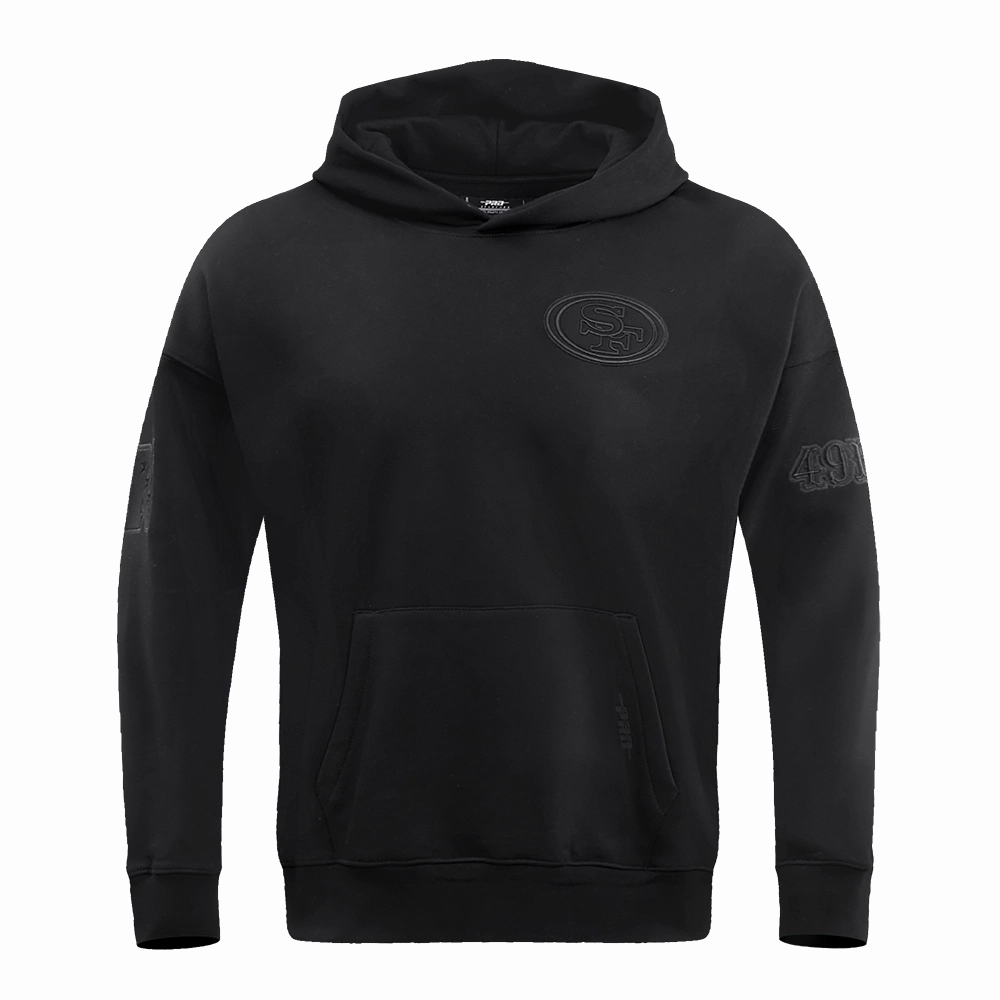 NFL SAN FRANCISCO 49ERS NEUTRAL DROP SHOULDER MEN'S PULLOVER HOODIE (BLACK)