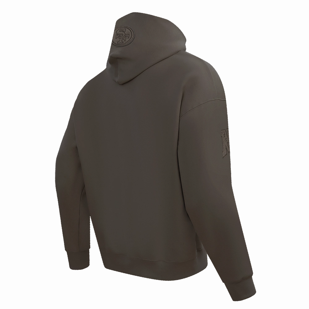 NFL SAN FRANCISCO 49ERS NEUTRAL MEN'S DROP SHOULDER PULLOVER HOODIE (DARK TAUPE)