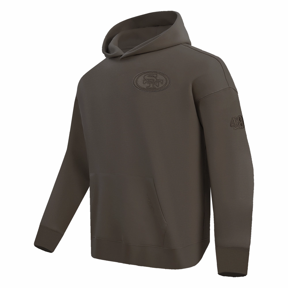NFL SAN FRANCISCO 49ERS NEUTRAL MEN'S DROP SHOULDER PULLOVER HOODIE (DARK TAUPE)