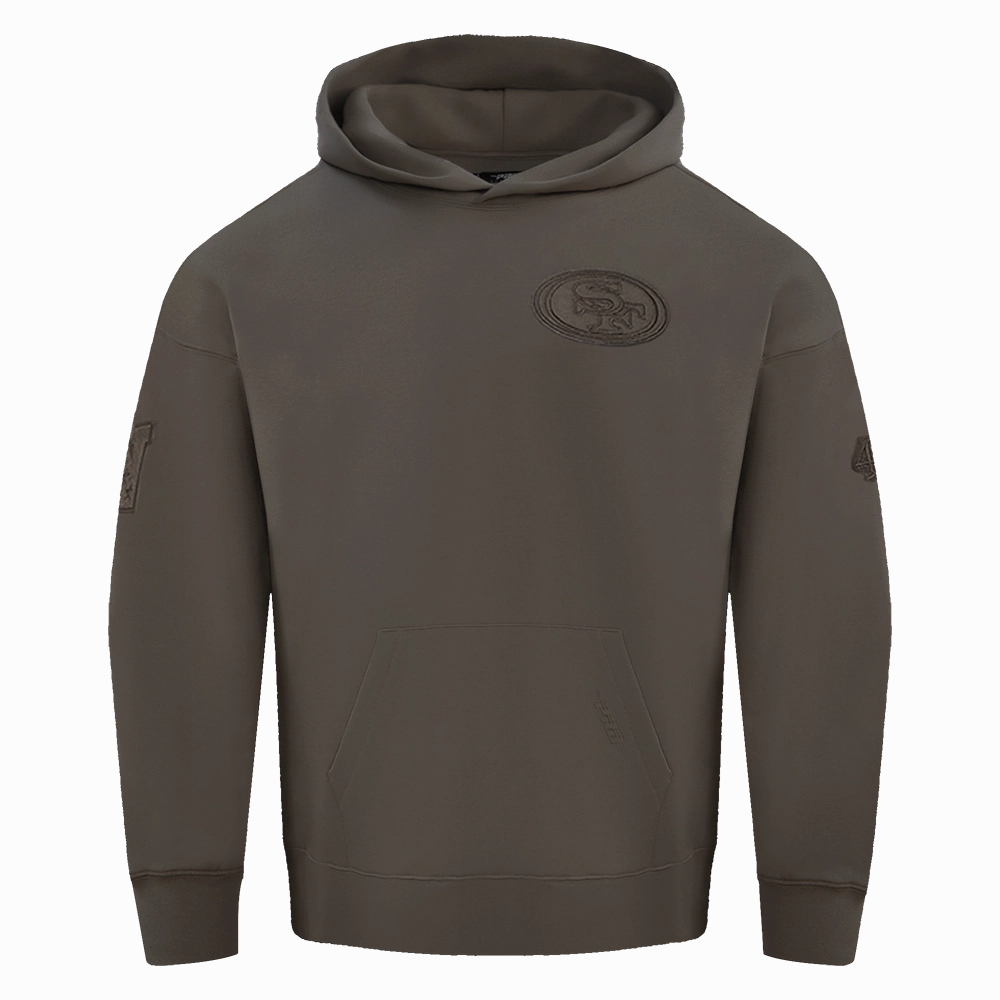 NFL SAN FRANCISCO 49ERS NEUTRAL MEN'S DROP SHOULDER PULLOVER HOODIE (DARK TAUPE)