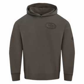 NFL SAN FRANCISCO 49ERS NEUTRAL MEN'S DROP SHOULDER PULLOVER HOODIE (DARK TAUPE)