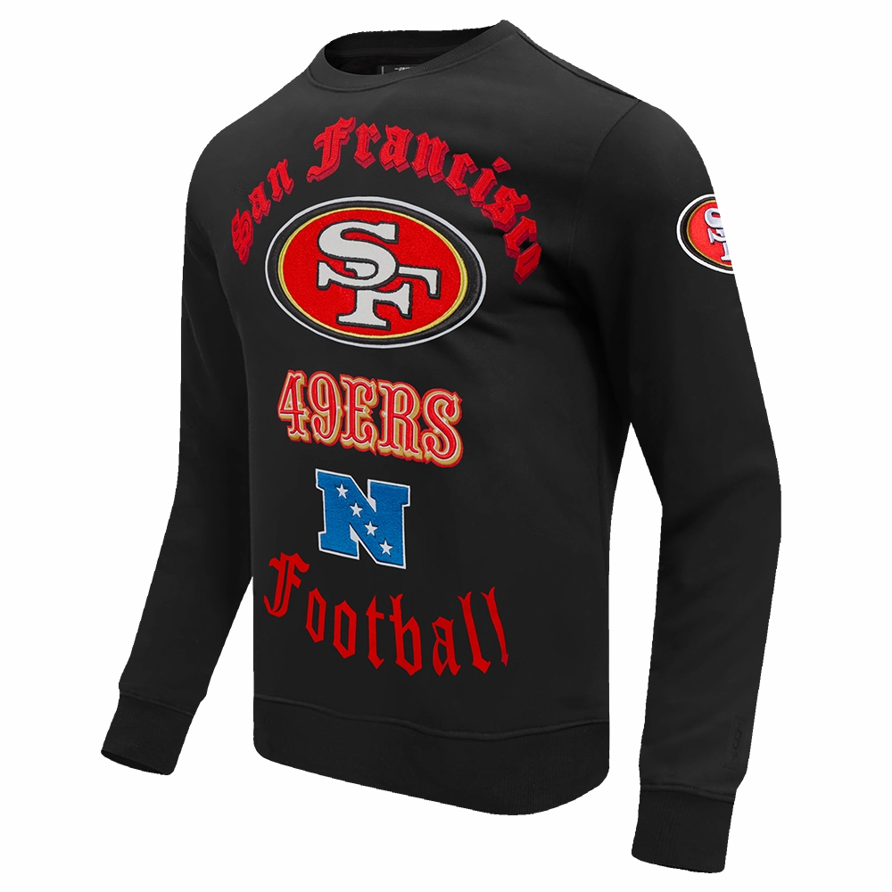 NFL SAN FRANCISCO 49ERS OLD ENGLISH MEN'S CREWNECK (BLACK)