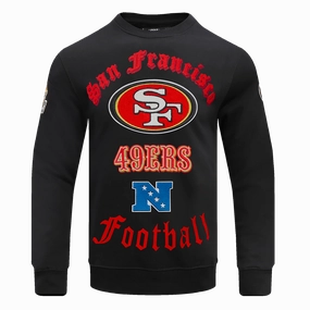 NFL SAN FRANCISCO 49ERS OLD ENGLISH MEN'S CREWNECK (BLACK)