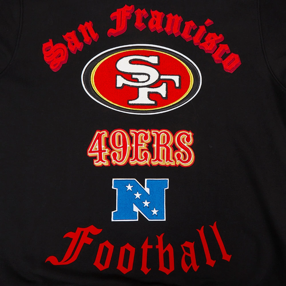 NFL SAN FRANCISCO 49ERS OLD ENGLISH MEN'S CREWNECK (BLACK)