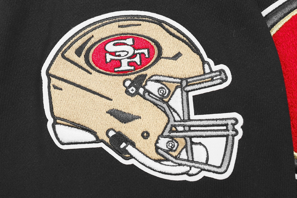 NFL SAN FRANCISCO 49ERS OLD ENGLISH MEN'S PULLOVER HOODIE (BLACK)