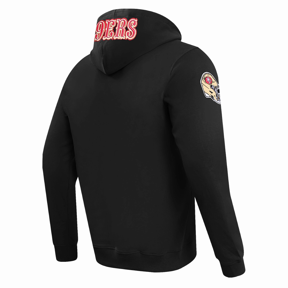 NFL SAN FRANCISCO 49ERS OLD ENGLISH MEN'S PULLOVER HOODIE (BLACK)