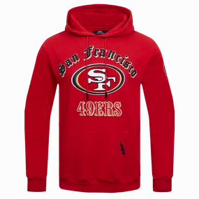 NFL SAN FRANCISCO 49ERS OLD ENGLISH MEN'S PULLOVER HOODIE (RED)