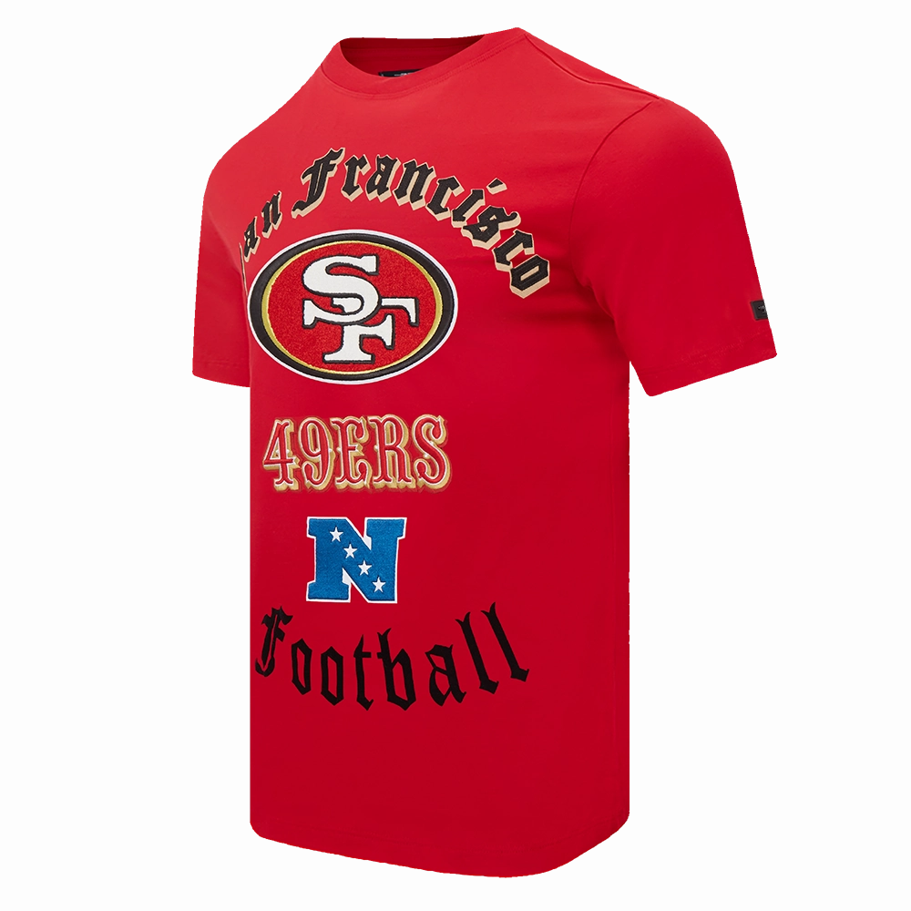 NFL SAN FRANCISCO 49ERS OLD ENGLISH MEN'S TEE (RED)