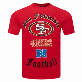 NFL SAN FRANCISCO 49ERS OLD ENGLISH MEN'S TEE (RED)