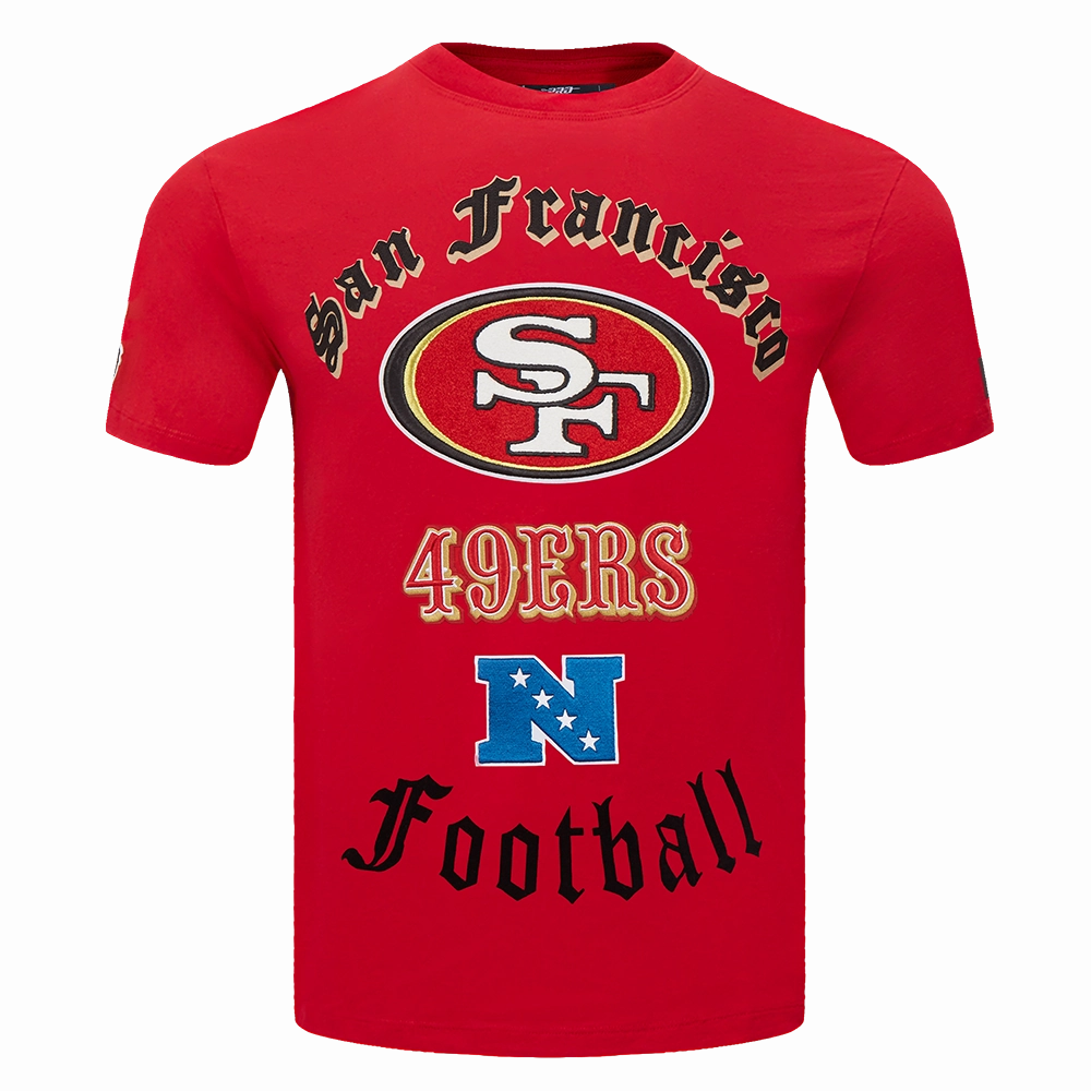 NFL SAN FRANCISCO 49ERS OLD ENGLISH MEN'S TEE (RED)