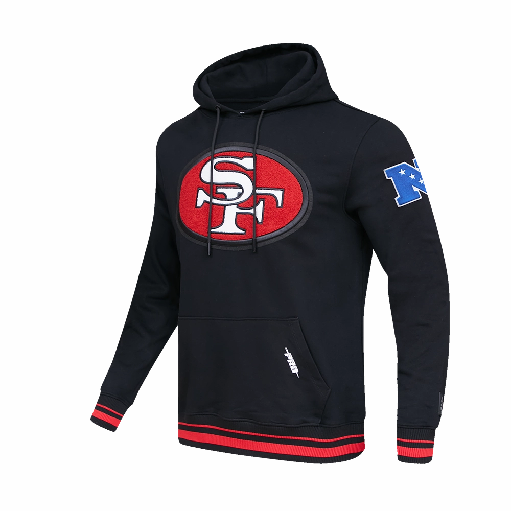 NFL SAN FRANCISCO 49ERS RETRO CLASSIC MEN'S PULLOVER HOODIE (BLACK/RED/BLACK)