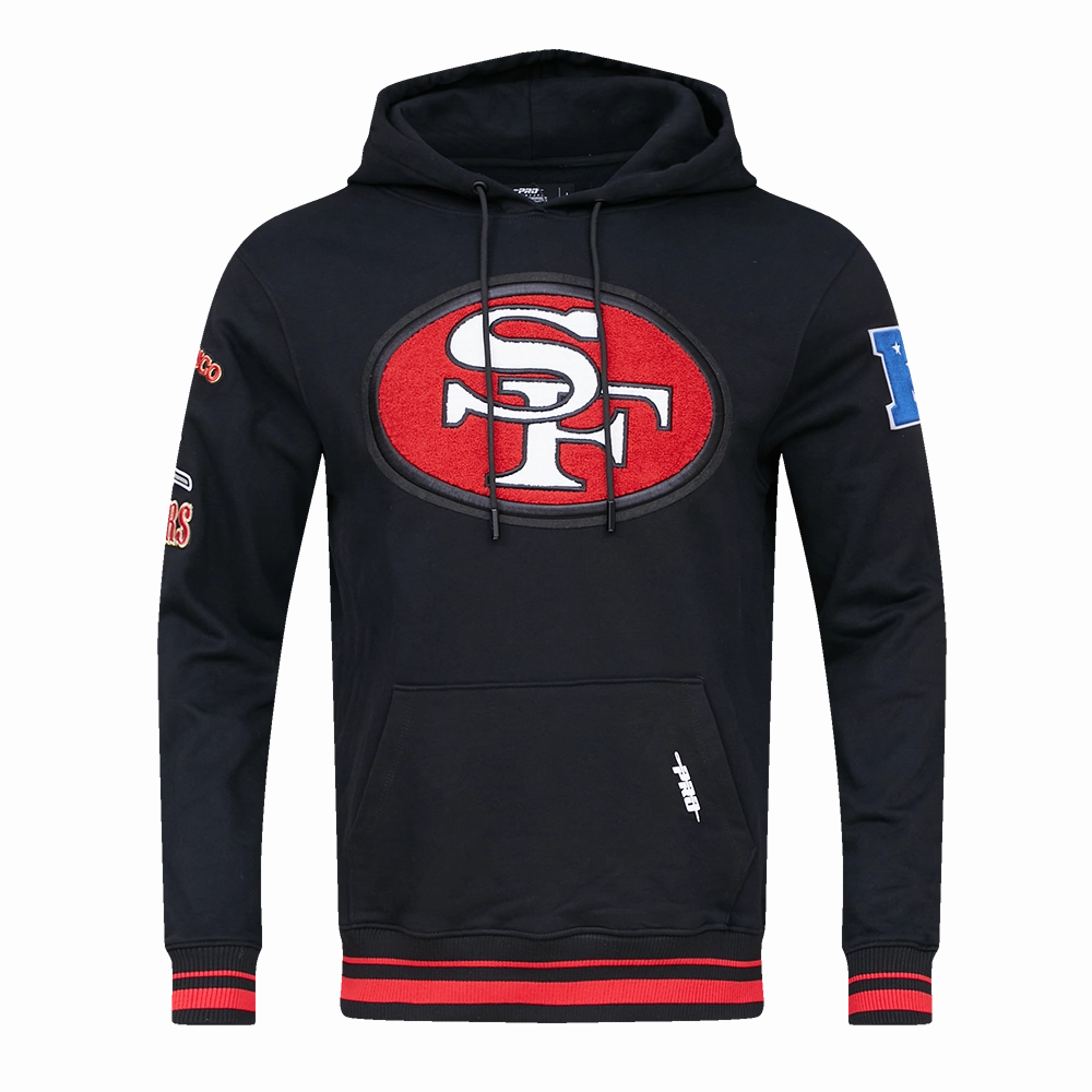 NFL SAN FRANCISCO 49ERS RETRO CLASSIC MEN'S PULLOVER HOODIE (BLACK/RED/BLACK)