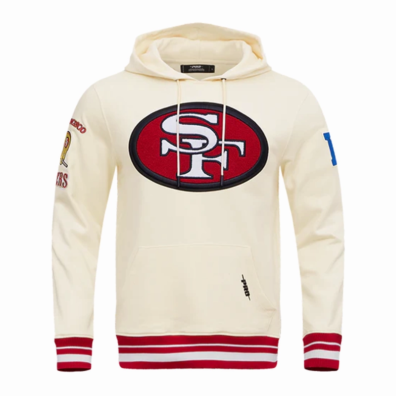 NFL SAN FRANCISCO 49ERS RETRO CLASSIC MEN'S PULLOVER HOODIE (EGGSHELL/RED)