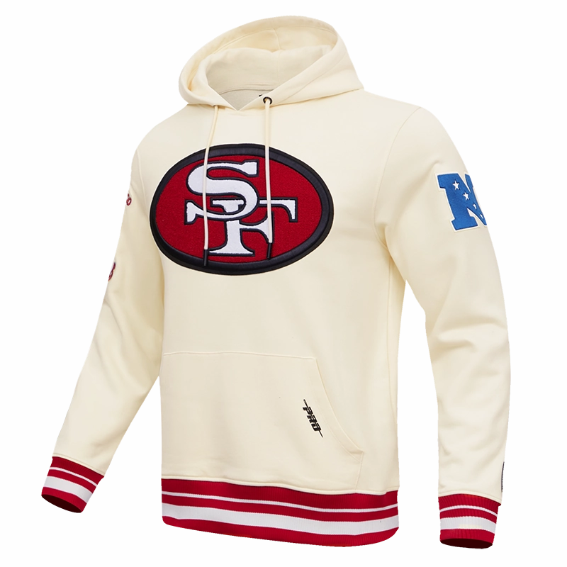 NFL SAN FRANCISCO 49ERS RETRO CLASSIC MEN'S PULLOVER HOODIE (EGGSHELL/RED)