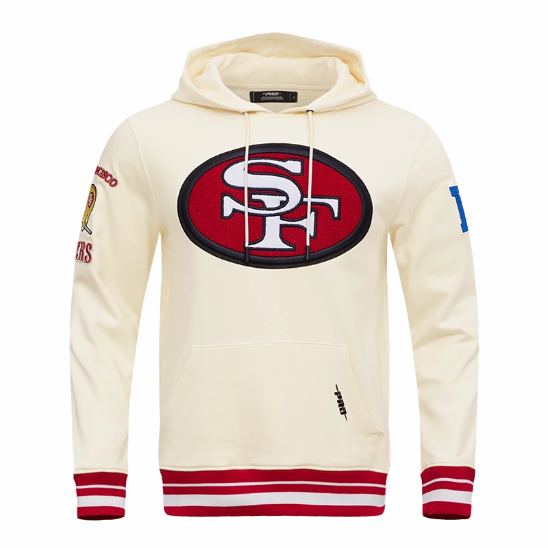 NFL SAN FRANCISCO 49ERS RETRO CLASSIC MEN'S PULLOVER HOODIE (EGGSHELL/RED)