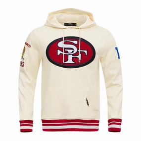 NFL SAN FRANCISCO 49ERS RETRO CLASSIC MEN'S PULLOVER HOODIE (EGGSHELL/RED)